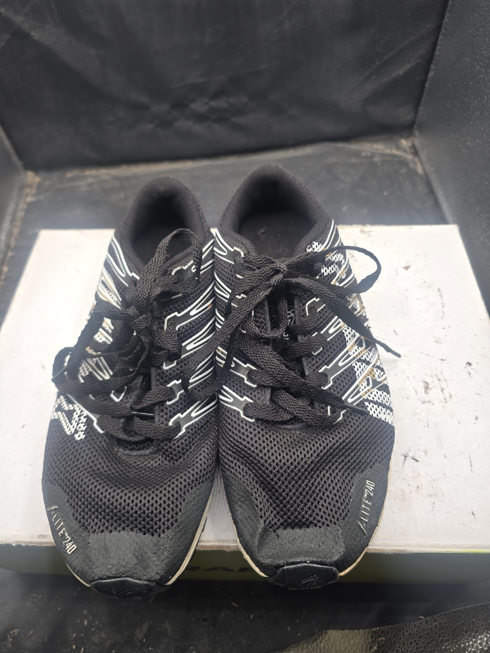Inov-8 Black and White Men's Lace-Up Running Sneakers